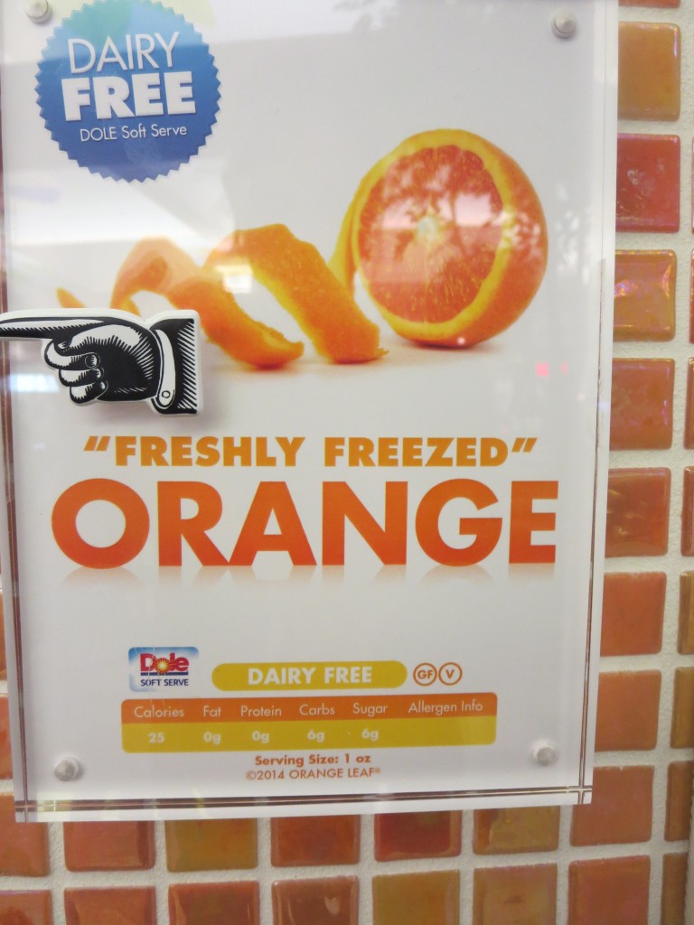 Orange Dole Whip at a Frozen Yogurt mall kiosk