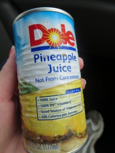 Little can of pineapple juice for a DiY float!