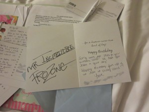 Have characters sign greeting cards/postcards!
